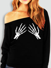 Load image into Gallery viewer, Sexy Skeleton Halloween Slouchy Sweatshirt - Dragonfly Madness