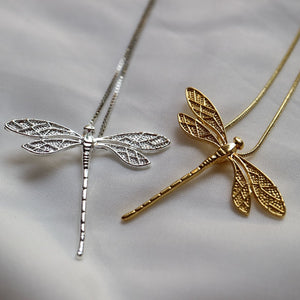 Golden or Silver Dragonfly Pendant - Dragonfly Madness
