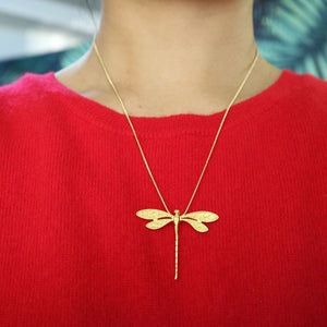 Golden or Silver Dragonfly Pendant - Dragonfly Madness