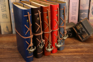 Spiral Vintage Leather Replaceable Journal - Dragonfly Madness