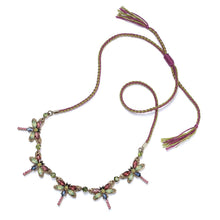 Load image into Gallery viewer, Adjustable necklace w Crystal Dragonflies - Dragonfly Madness