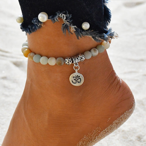 Natural Stone Anklet - Dragonfly Madness